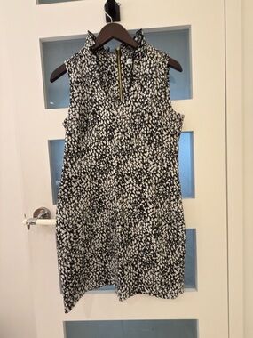 Calvin Klein Black and White Sleeveless Patterned Mini Dress